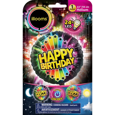 Illooms LED fólia lufi - Happy Birthday felirattal 1 db