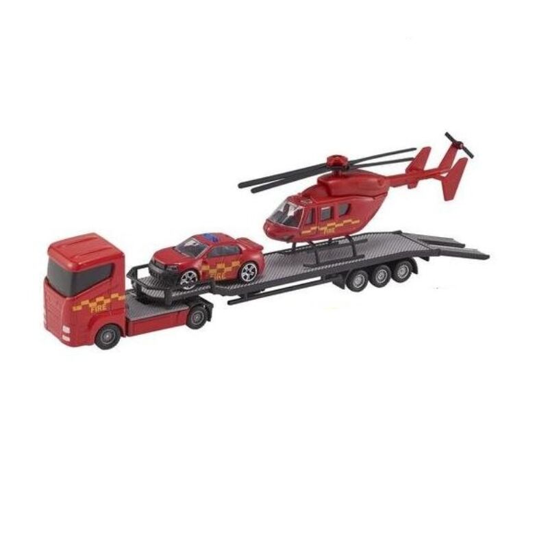 Teamsterz tűzoltó jármű és helikopter-szállító, 27 cm