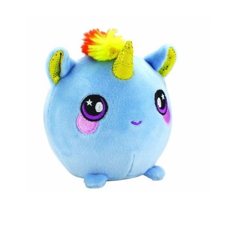 Squeezamals S2 memóriahabos plüss figura 9 cm-es, kék unikornis