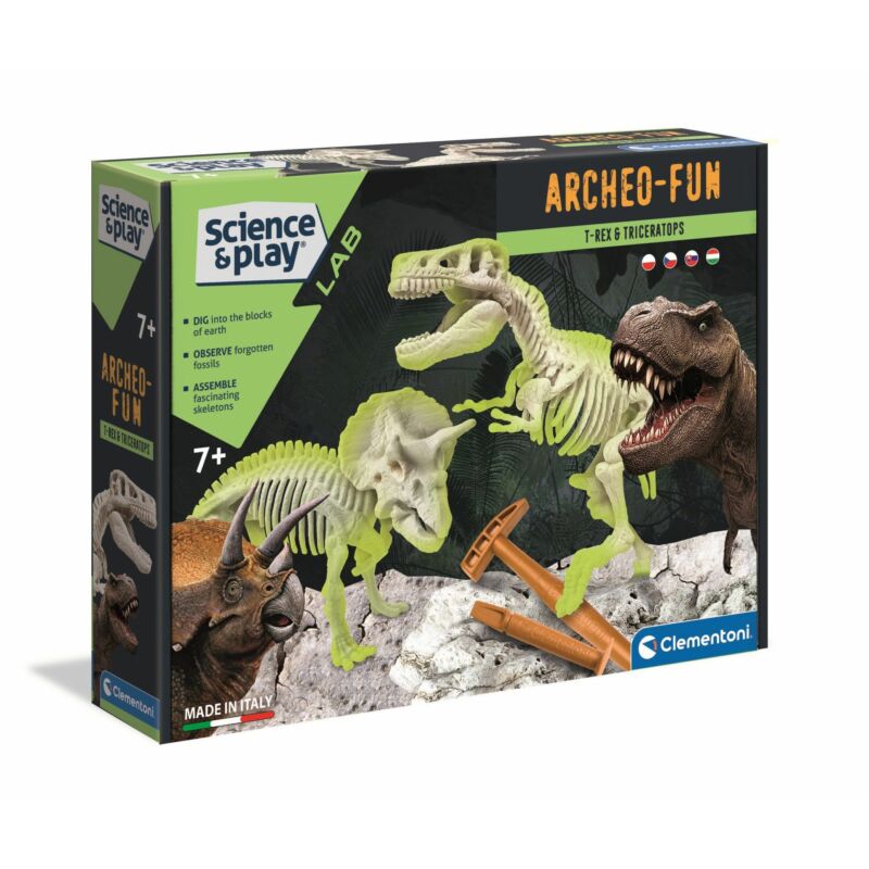 Világító T-Rex és Triceratops - Clementoni Archeofun
