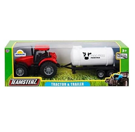 Teamsterz piros traktor tejtartállyal, 11 + 15 cm