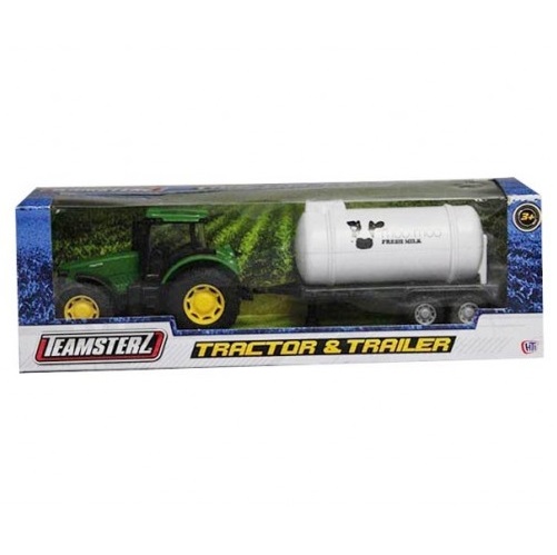 Teamsterz zöld traktor tejtartállyal, 11 + 15 cm
