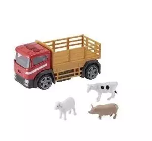 Teamsterz állatszállító teherautó piros, 11 cm