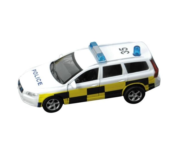 Teamsterz sürgősségi szolgálat fehér rendőrautó kockás mintával, 13 cm