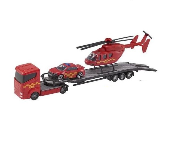 Teamsterz tűzoltó jármű és helikopter-szállító, 27 cm