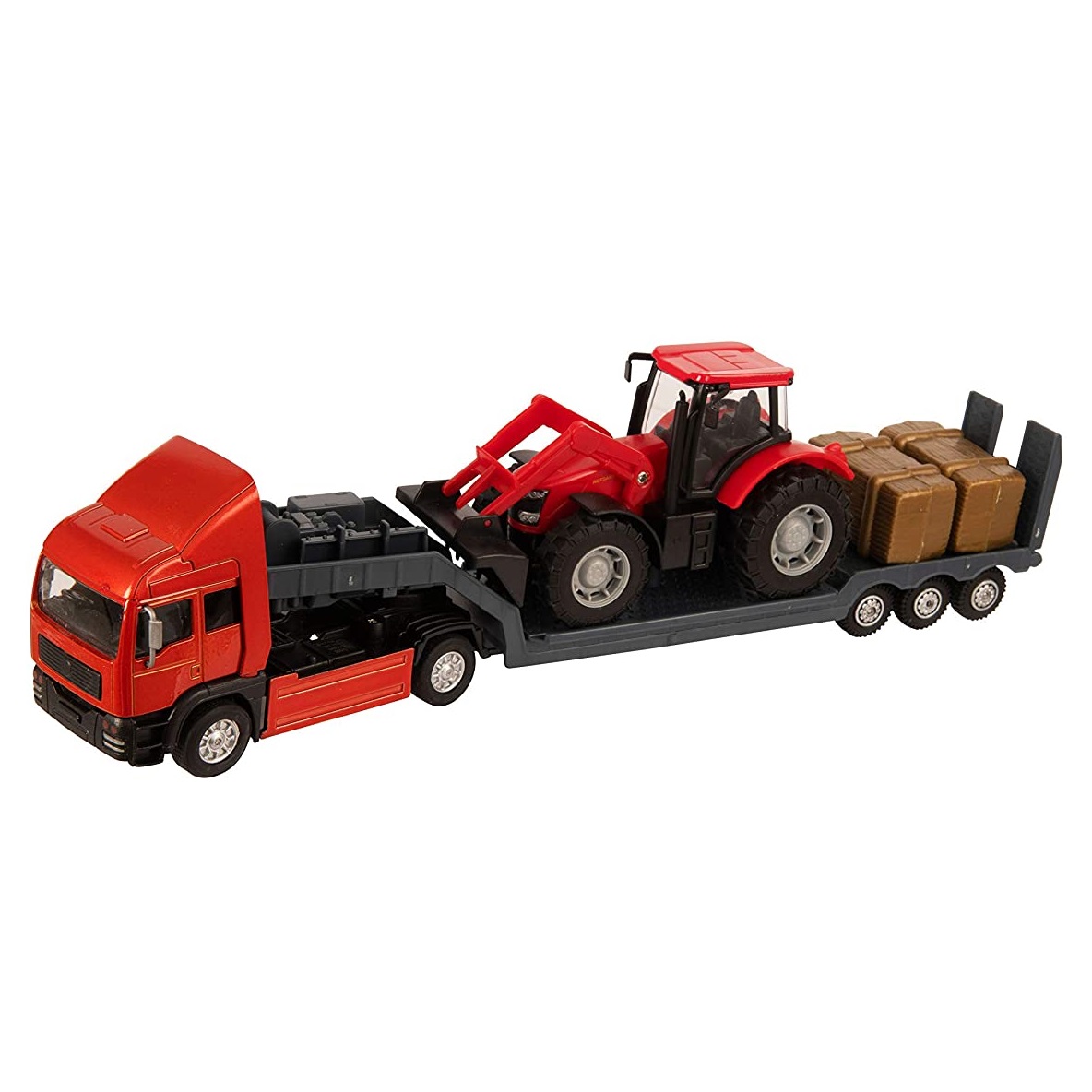 Teamsterz piros traktor szállító piros kamion, 32 cm