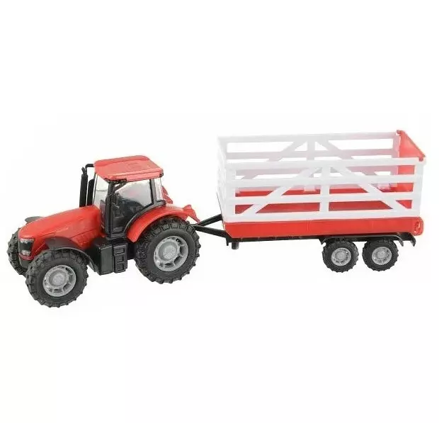 Teamsterz piros traktor állatszállítóval 11 + 15 cm