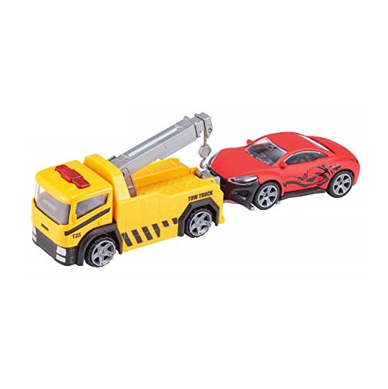 Autómentő sportkocsival - sárga és piros színben, 11 + 10 cm
