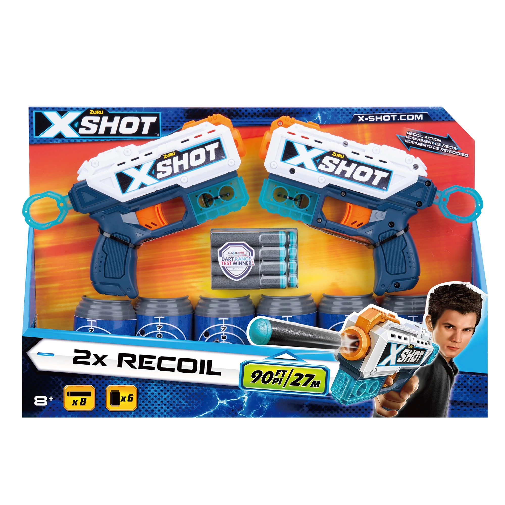 X-Shot Recoil Szivacslövő játék pisztoly 2db célpont dobozokkal