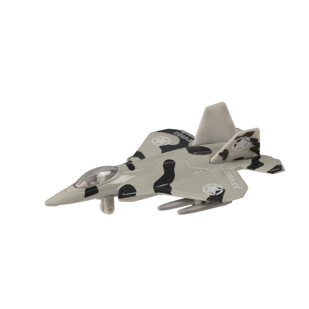 Teamsterz fém vadászrepülőgép - F-22, szürke/fekete, 11 cm