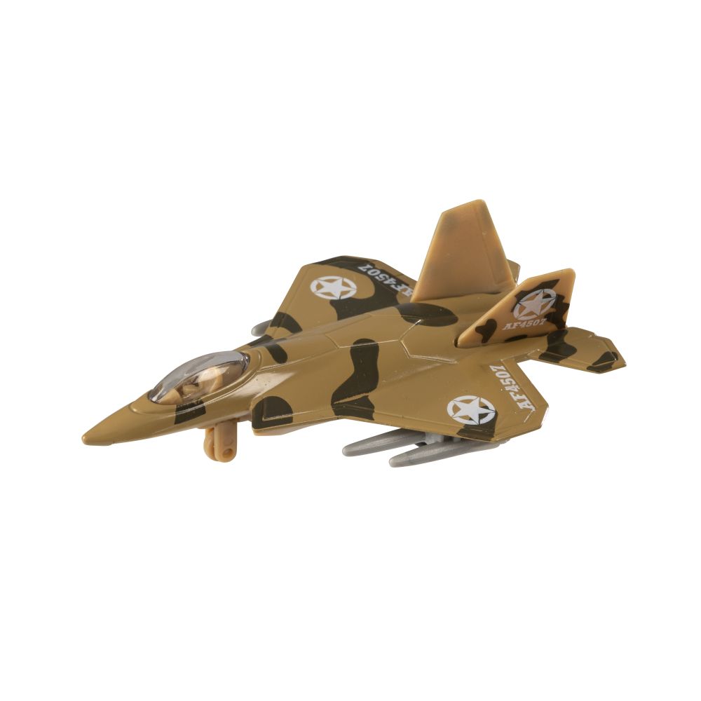 Teamsterz fém vadászrepülőgép - F-22, barna/fekete, 11 cm
