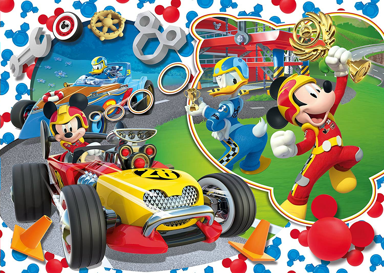 Mickey és az autóversenyzők 104 db-os Maxi puzzle - Clementoni