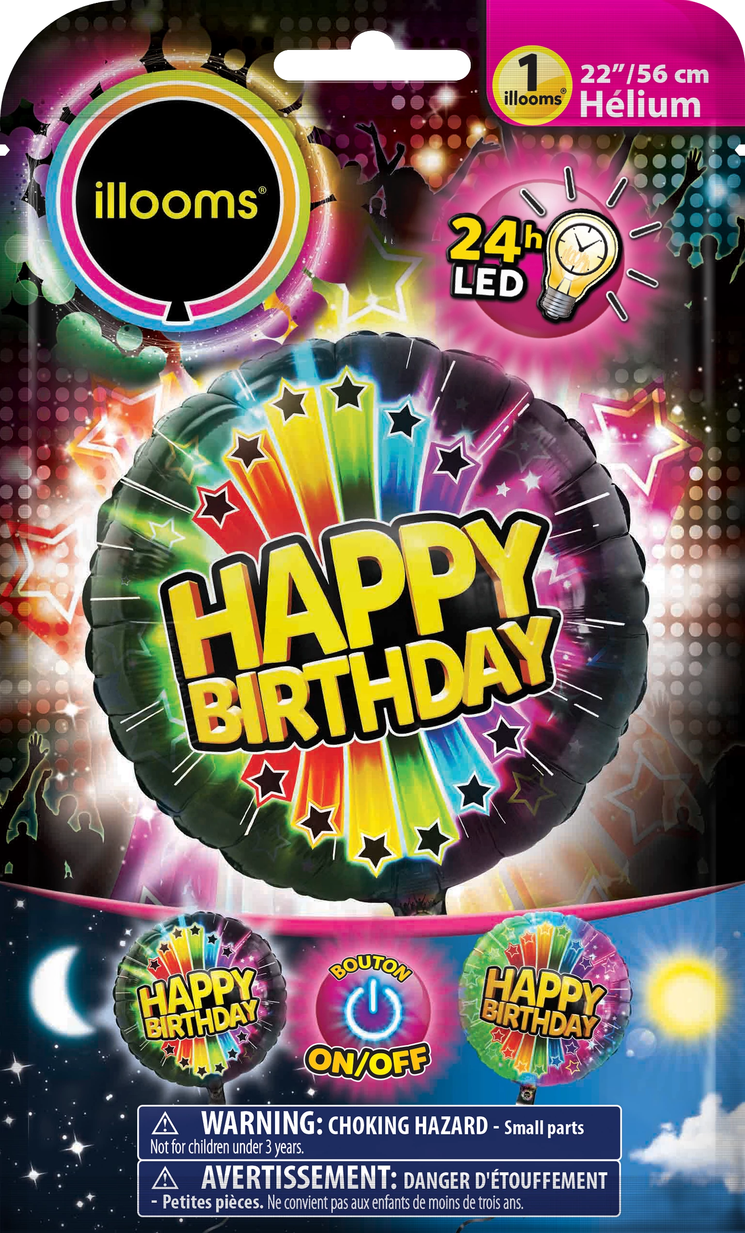 Illooms LED fólia lufi - Happy Birthday felirattal 1 db